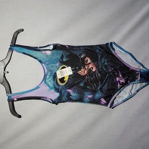 DC Comics Black Blue Purple Batgirl One-Piece Swimsuit